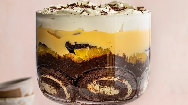 Prue Leith's dark chocolate and orange trifle recipe (Ant Duncan/PA)