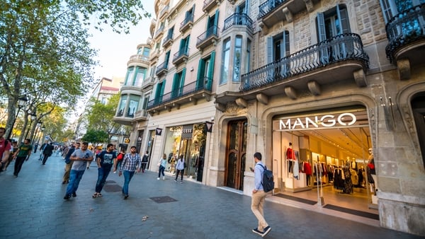 Mango store at Passeig de Gracia, shopping street in Barcelona, Spain.