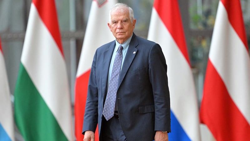 EU foreign policy chief Josep Borrell arrives to take part in an EU summit in Brussels