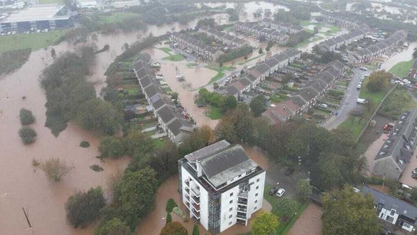 A drone photo shows the extent of the flooding in Midleton (Pic: Guileen Coast Guard)