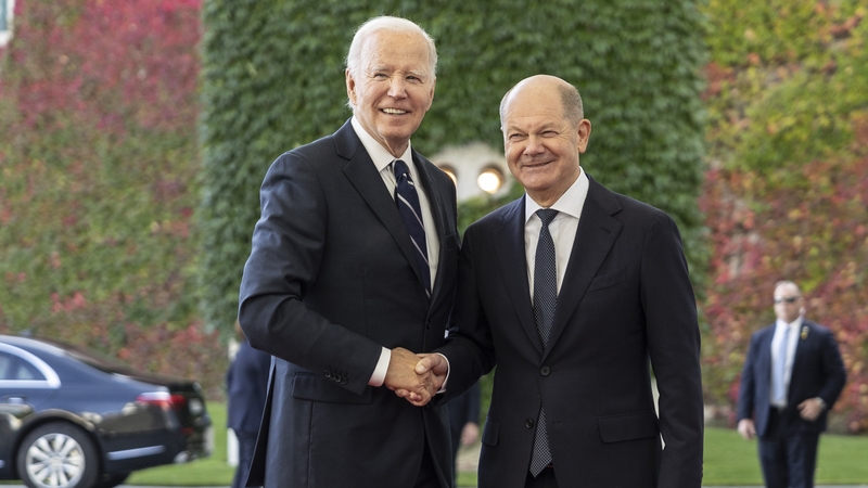 Joe Biden and German Chancellor Olaf Scholz pictured in Berlin