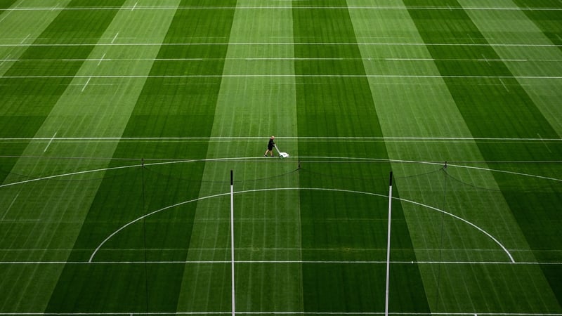 Gaelic football's new era? - a groundsman lines the '40m Arc' at Croke Park