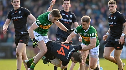 Adrian Spillane (L) and Stephen O'Brien in action for Kerry
