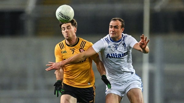 Daire O Baoill of Ulster in action against John Maher of Connacht