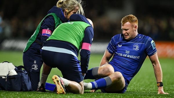 Ciarán Frawley was replaced during Leinster's URC win over Connacht