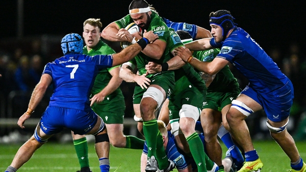 Paul Boyle (c) takes the ball up against the Leinster defence
