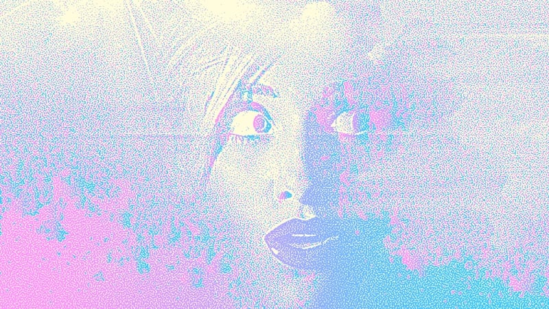 An domhain tré shúile mhná.