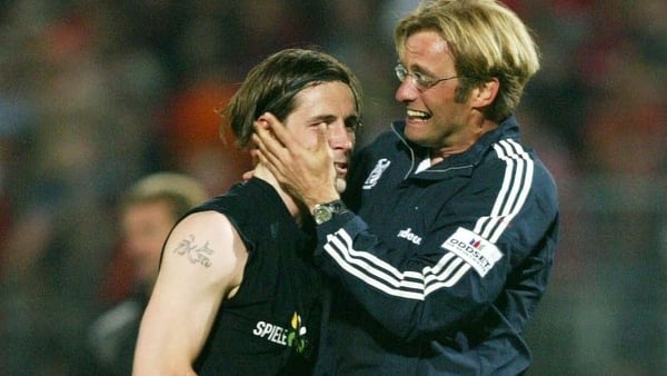 Marco Rose and Jurgen Klopp are pictured together during their time with Mainz in May 2003
