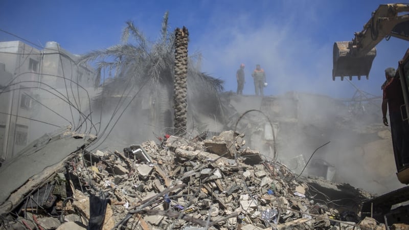 Destruction caused as a result of the Israeli airstrike that targeted the vicinity of Rafik Hariri University Hospital in southern Beirut