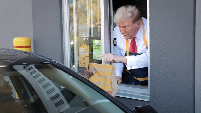Do you want fries with that? Former president Donald Trump campaigning at a McDonald's restaurant in Pennsylvania. Photo: Win McNamee/Getty Images
