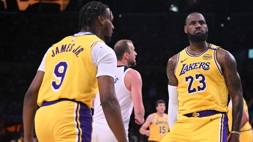 Jamestown: Bronny James (l) made his NBA debut alongside his father LeBron James