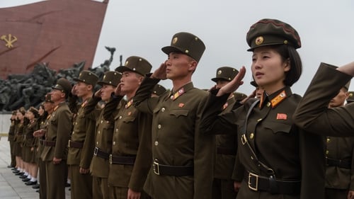 North Korean soldiers on parade in Pongyang in 2019