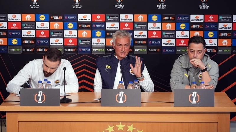 Jose Mourinho (centre) was in mischievous form at his pre-match press conference