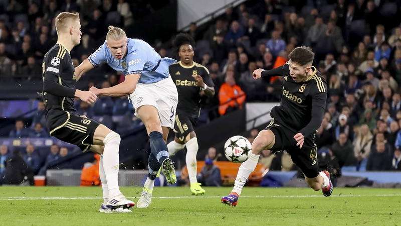Erling Haaland steers home Manchester City's fourth goal