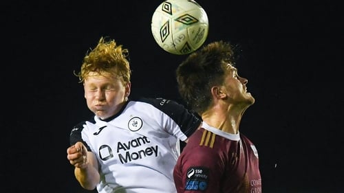 Sligo's Jack Francis-Henry (L) challenges Galway's Patrick Hickey