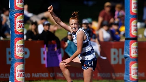 Aishling Moloney celebrates a goal in Perth