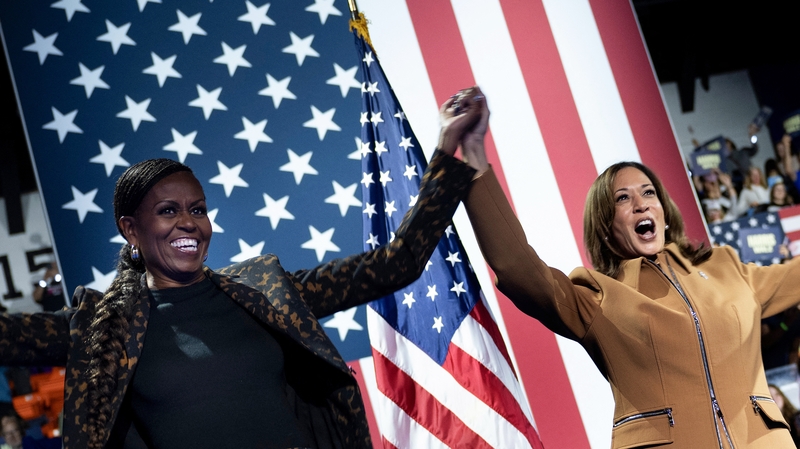 The former first lady said Kamala Harris would be an 'extraordinary president of the United States' if elected in just 10 days