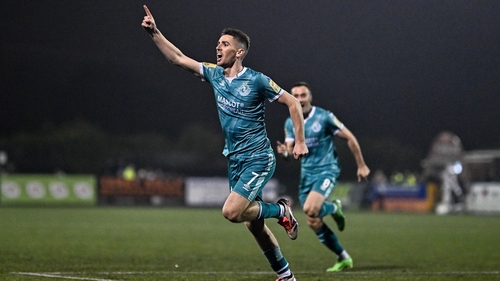 Dylan Watts celebrates his all-important goal