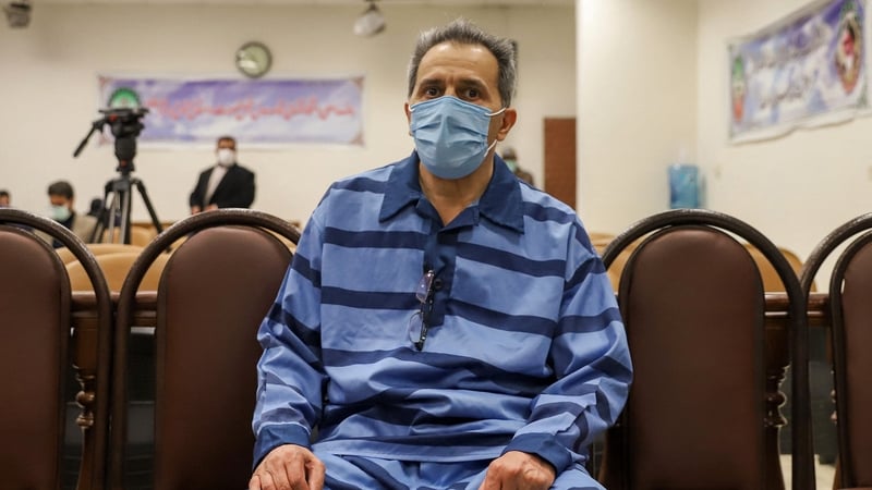 Jamshid Sharmahd seen at the first hearing of his trial in Tehran on 6 February 2022