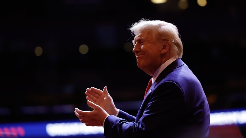 Former US president Donald Trump ontage at the controversial rally at New York's Madison Square Garden. Photo: Anna Moneymaker/Getty Images