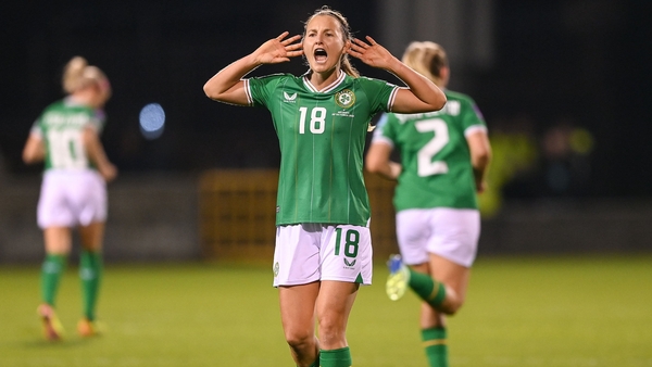 Kyra Carusa celebrates her goal