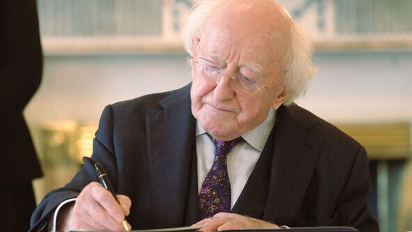 President Michael D Higgins officially signed Sylvester Poff and James Barrett's pardons for the murder of Thomas Browne in Co Kerry in 1882