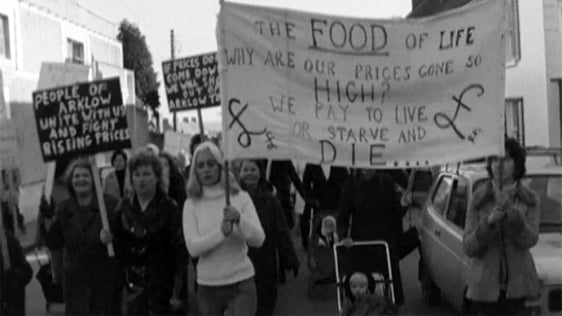 Arklow housewives demonstrate against spiralling food prices in 1974.
