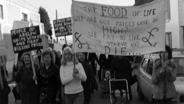 Arklow housewives demonstrate against spiralling food prices in 1974.