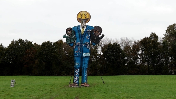 The Edenbridge Bonfire Society says the effigy is a criticism of 'corporate greed'