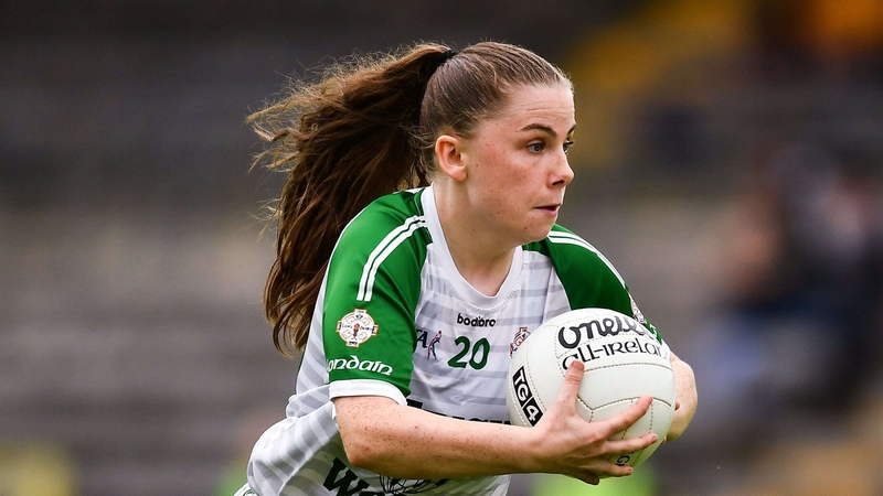 Bríd Murphy in action for London in the 2019 All-Ireland Ladies JFC semi-final against Fermanagh