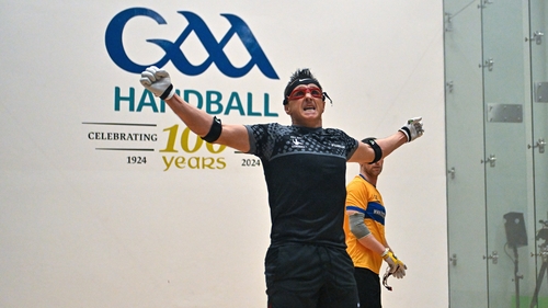 Paul Brady celebrates his sixth title