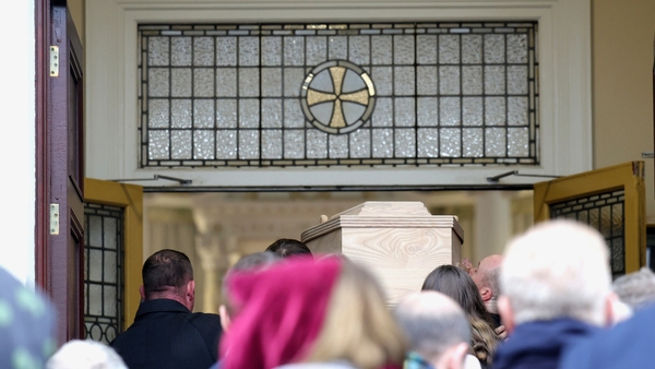David Davin-Powers remains arriving at St. Vincent de Paul Church, Marino (Pic:Rolling News)
