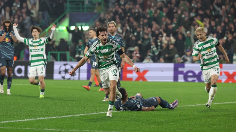 Nicolas Kuhn celebrates scoring his and Celtic's second goal