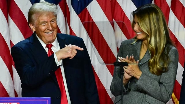 Donald Trump was joined on stage by his wife Melania.
