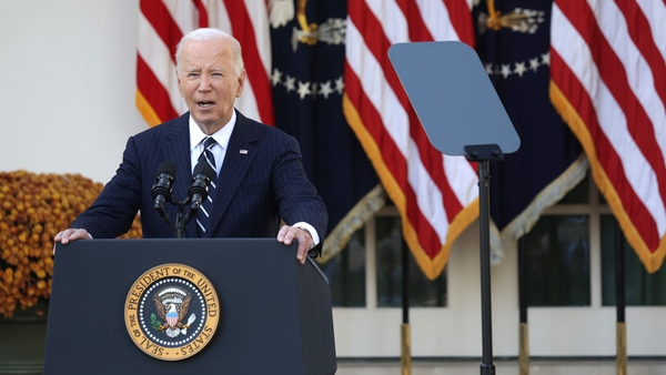 Joe Biden was speaking at the White House Rose Garden