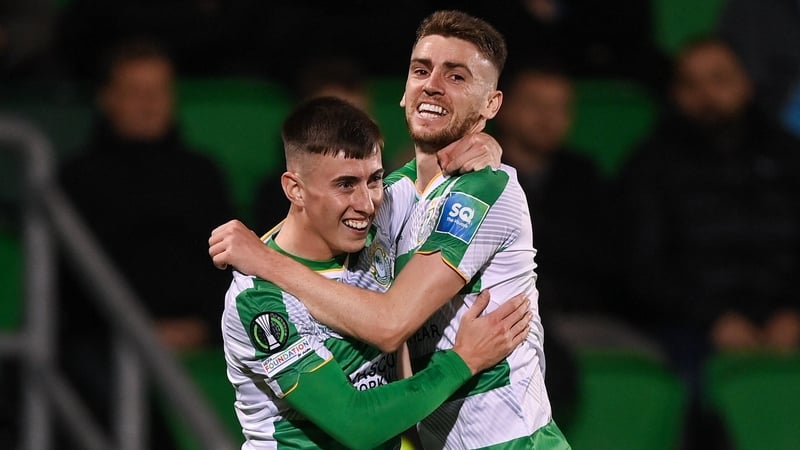 Dylan Watts (R) scored what proved to be the Shamrock Rovers winner in the first half