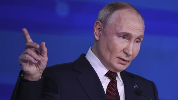 Russia's President Vladimir Putin delivers a speech at the Valdai Discussion Club meeting in Sochi