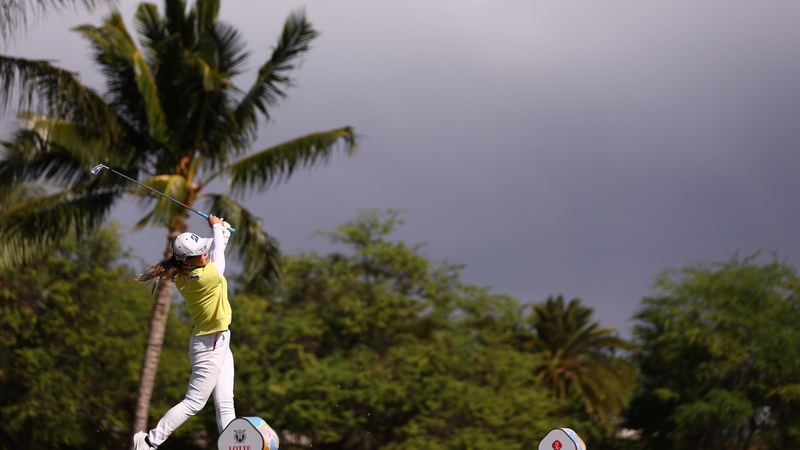 Yuri Yoshida tees off at the fourth hole