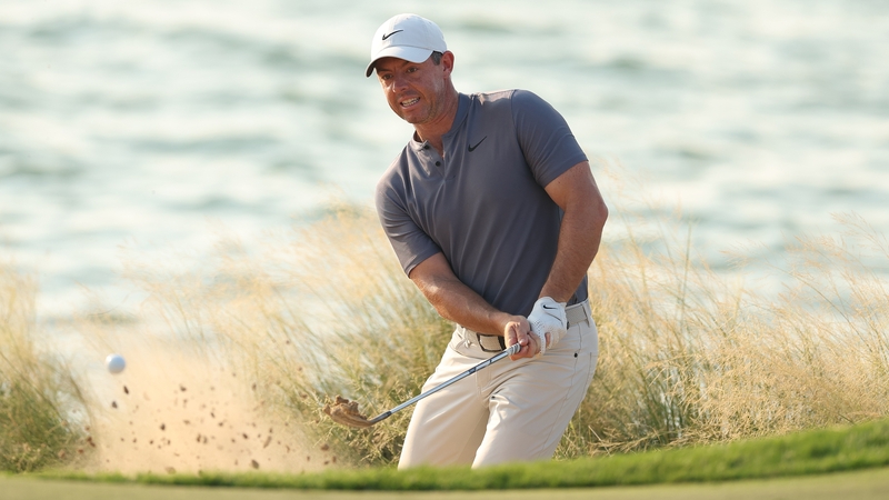 Rory McIlroy came unstuck in the sand on the 17th hole