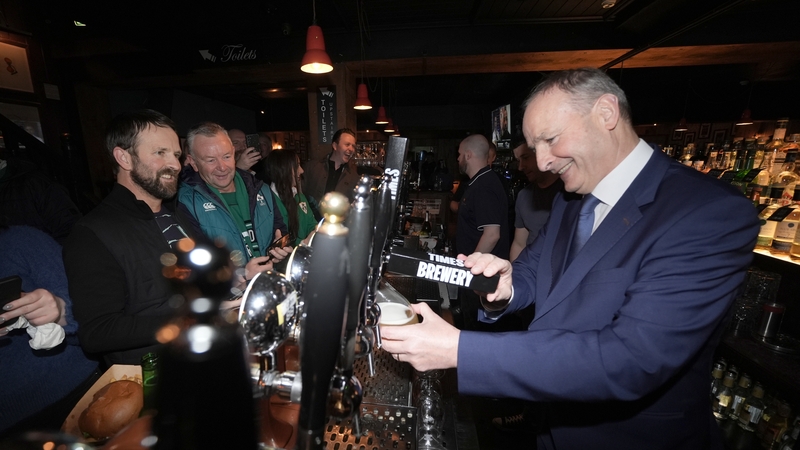 Micheál Martin on the campaign trail in a pub in Ballsbridge, Dublin