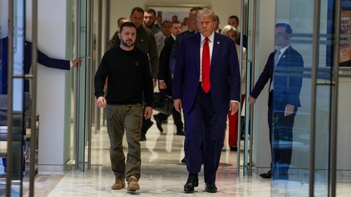 Volodymyr Zelensky and Donald Trump prior to their meeting in New York last September