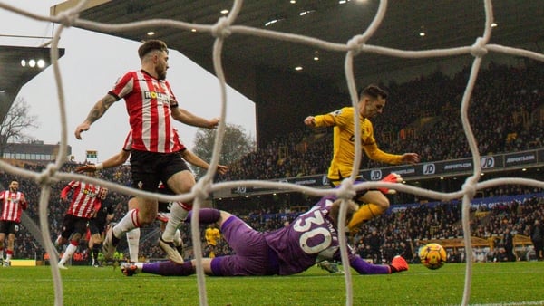 Pablo Sarabia scores the opening goal for Wolves