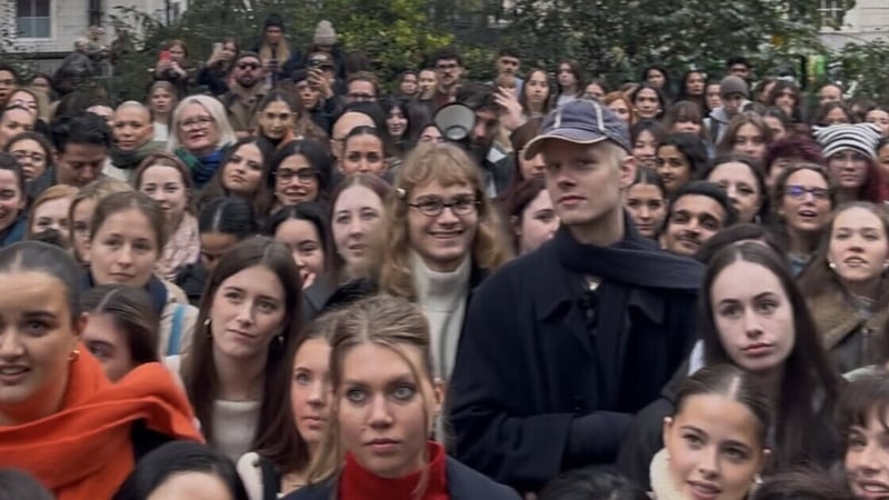 Hundreds of people attend a Harry Styles lookalike contest in London's Soho Square