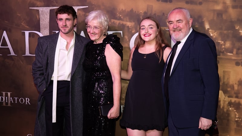 (L-R) Paul Mescal, Dearbhla Mescal, Nell Mescal and Paul Mescal Sr at the Gladiator II premiere in Dublin