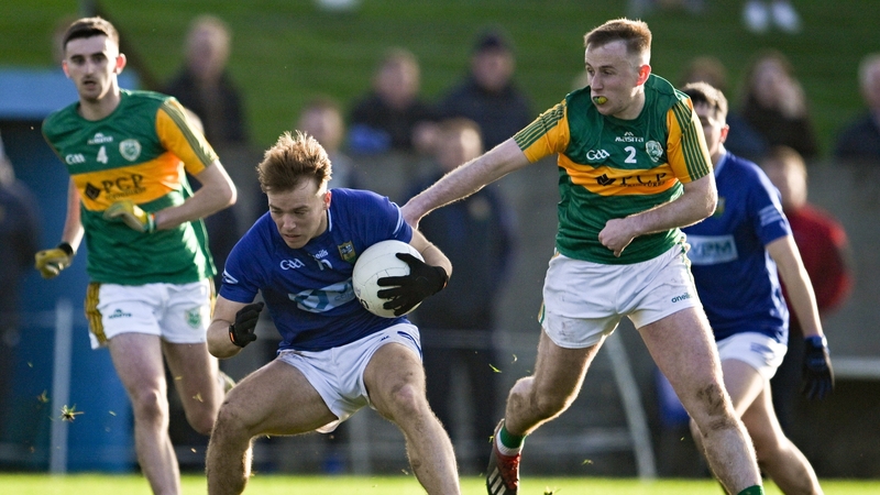 Ciarán Keenan of St. Mary's Ardee in action against Tadhg McDonnell of Rathvilly