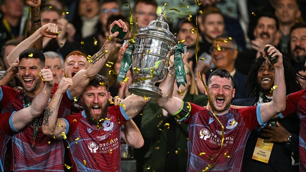 Gary Deegan and Ryan Brennan lift the FAI Cup