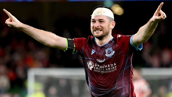 Ryan Brennan played most of the game with a bandage on his head