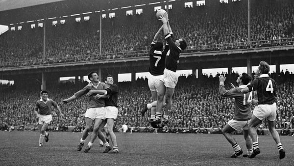 Noel Tierney rises highest to claim the ball during the 1966 All-Ireland final win over Meath