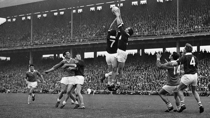 Noel Tierney rises highest to claim the ball during the 1966 All-Ireland final win over Meath