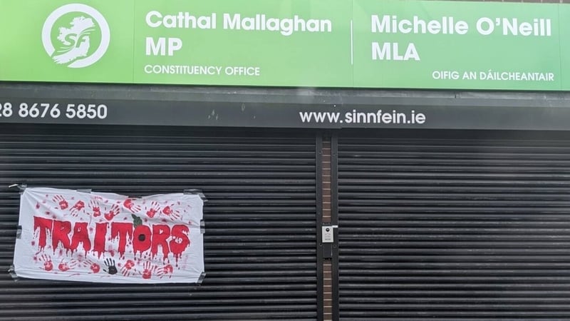 A banner with the word 'traitors' was hung at the weekend